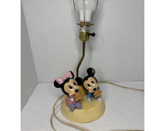 Vintage Mickey Mouse Lamp Minnie Mouse Accent Light Kids Room Decor 15"