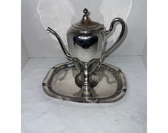 Bandeja plateada Reed & Barton Salem 1604, cafetera F B Rodgers SIL/COP Vintage