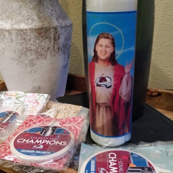 COLORADO AVALANCHE Prayer Candle Nate MacKinnon Funny Gift Groomsmen Gift Wedding NHL Stanley Cup Champion