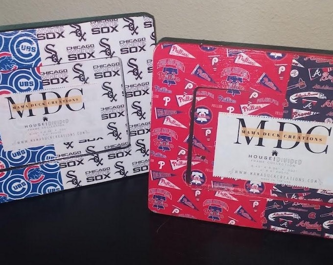 HouSE DIviDEd Picture Frame MLB BASEBALL Teams Yankees Mets Boston Chicago LA -You Pick Team- Holds 4" x 6" -by Mama Duck Creations