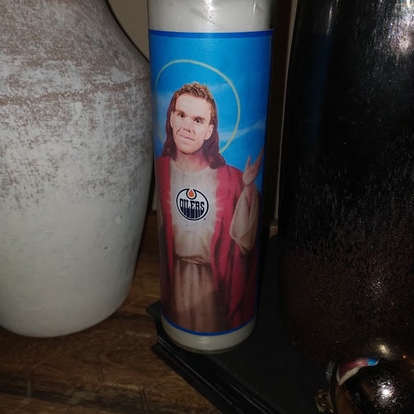 CONNOR MCDAVID Draisaital Prayer Candle EDMOnton OIlerS nhl Funny Gift Christmas STOCKING sTUfeR fREE Stanley Cup Playoffs