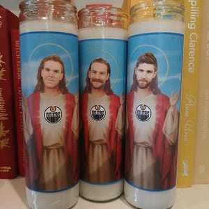 CONNOR MCDAVID Draisaital SKinNeR McJesus Prayer Candle Edmonton Oilers nhl Funny Gift Christmas STOCKING sTUfeR Stanley Cup Playoffs
