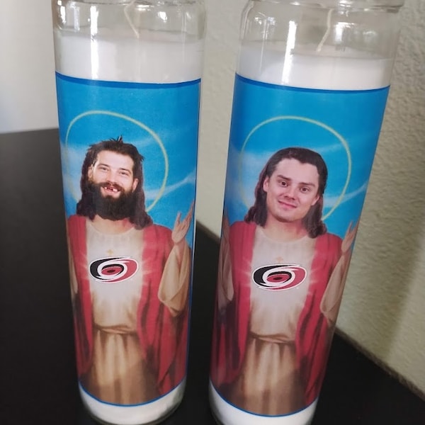 CAROLINA HURRICANES Sebastian Aho Jarvis Staal  Brent Burns  Prayer Candle Funny Gift Groomsmen Gift Wedding Playoffs NHL Stanley Cup