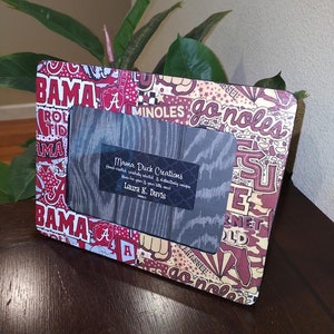 HouSE DIviDEd Picture Frame Florida sTAte FSU GaTOrs UF AlAbAMa UGA You Pick Schools Holds 4" x 6" -by Mama Duck Creations