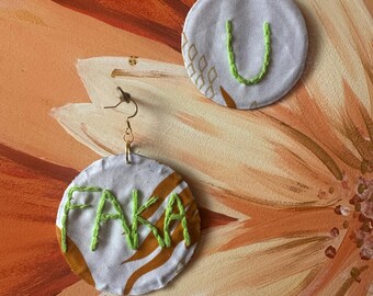 U Faka Hand Stitched Up-cycled Earrings