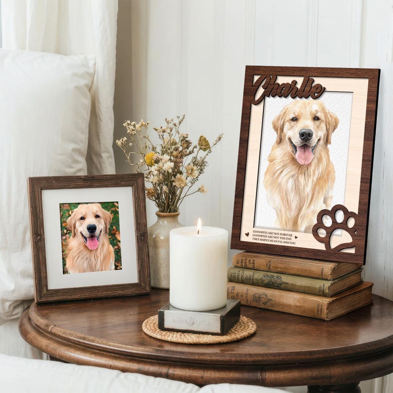 Personalized Memorial Dog Photo Frame With Name, Custom Pet Memorial ...