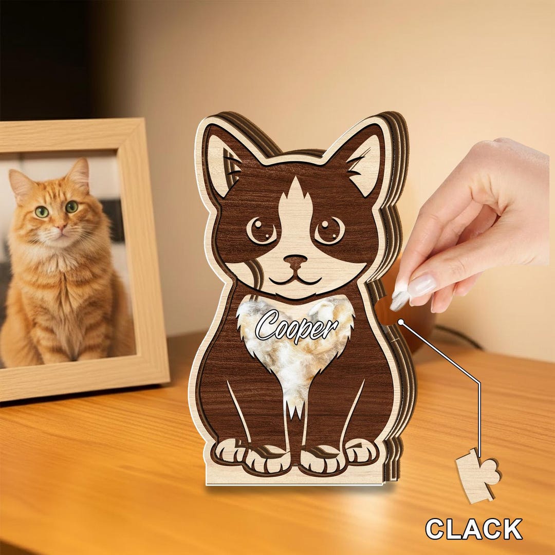 Custom Wooden Pet Fur Keepsake Box, Cat Dog Memory Box With Name, Pet ...
