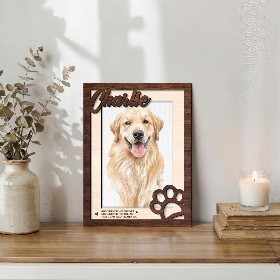 Personalized Memorial Dog Photo Frame With Name, Custom Pet Memorial ...