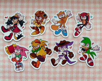 Individual Classic Sonic Character Matte Vinyl Stickers - Classic Amy, Honey, Trip, Mighty, Ray, Fang, Hunter, Bark, and Bean