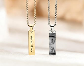 Gepersonaliseerde ogen fotoketting, gegraveerde ogen foto- en tekstketting voor hem/haar, verjaardagscadeaus, cadeaus voor vriend