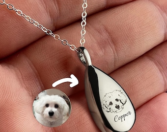 Personalized Cremation Necklace, Pet Urn for Ashes Necklace, Pet Urn Necklace For Cat Dog Mom, Memorial Gift for Her, Pet Photo Necklace