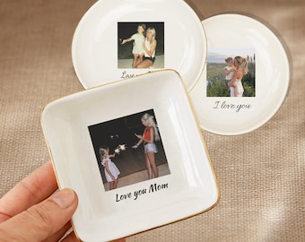 Mothers Day Gift for Mom, Custom Photo Trinket Tray, Custom Ring Dish with Picture, Gift for Grandma, Mom Birthday Gift from Daughter