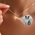 Paw Name with Heart Projection Necklace, Cat Dog Photo Necklace, Pet Photo Projection Necklace, Pet Memorial Gift