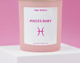 Pisces Baby Birthday Candle Gift Pisces Candle Funny Unique Handmade Care Package Birthday Holiday Personalized Zodiac Gift