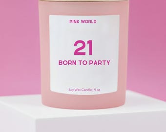 21st Birthday Gift For Her Funny 21st Birthday Gift You're 21 Gift for Friend Care Package for Her Unique Handmade Pink Candle Gift Box