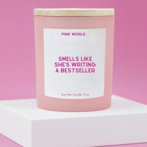 Author Gift She's Writing A Bestseller Custom Candle Aspiring Poet Funny Unique Handmade Personalized Care Package Writer's Block Gift Box
