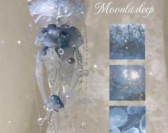 Jellyfish keychains - Ocean Blues collection - Shimmering ocean lover gift - Fairycore charm