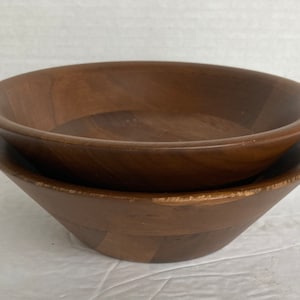 Vintage Kustom Kraft Black Walnut Wooden Salad Bowls Made In USA