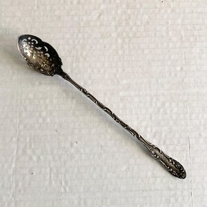 Antique 1892 Towle Old English Olive Spoon Sterling Silver Pierced Monogrammed Ada Vintage