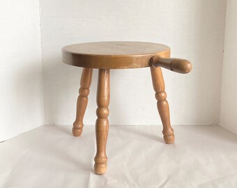 Antique French Milking Stool Chair / Rustic Wooden Three Legged ...