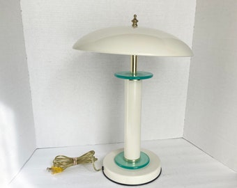 Vintage Atomic Desk Lamp 3 Way Touch Mushroom White UFO