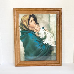 Vintage Framed Madonna Of The Streets Print Wood Frame