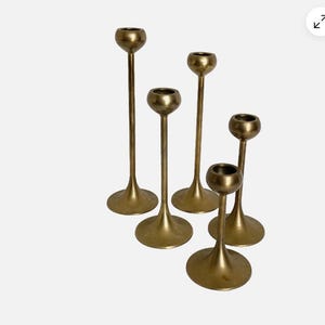 Vintage NOS Brass Candlesticks Lot Candle Holders Set of 5