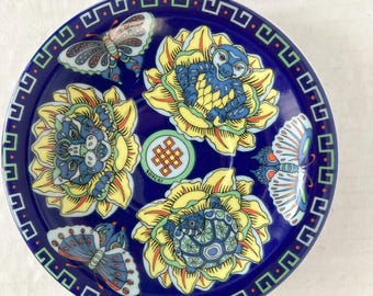 Vintage Bopla Original Porcelain Saucer Butterflies Blue OLIPHANT LOTUS Asia Series Suisse Langenthal