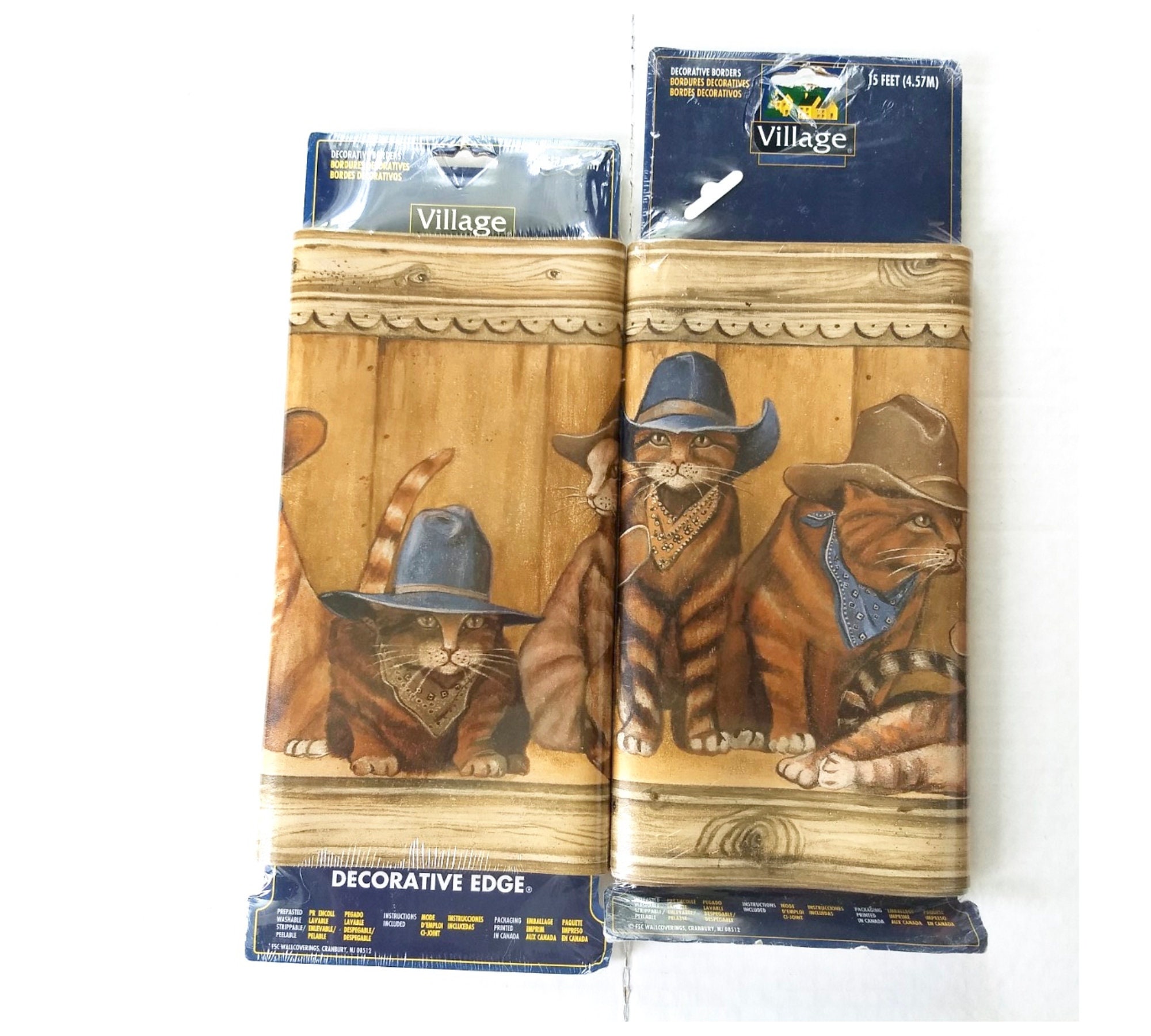 Cats Wallpaper Border In Cowboy Hats Western Village 37586001 Pre Pasted Decor