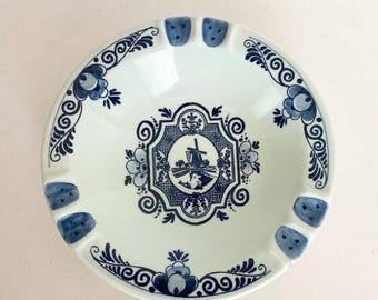 Vintage Delft Ashtray Made in Holland Provini Promotional Advertising Blue White Ceramic Blauw Handpainted