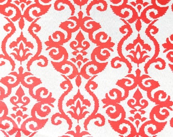 Waverly Fabric / Luminary Fabric Peachtini Damask Sun Shade Stripe Tate / 1 1/2 Yards Yds x 24" / Upholstery Pillow Valance Decor