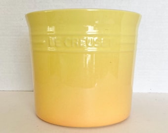 Vintage 2003 Le Creuset Utensil Crock Dijon Yellow Ombre Holder Kitchen Decor Ceramic Stoneware