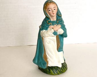 Vintage Paper Mache Mary Nativity Figure 4" Made In Japan Replacement Manger Christmas