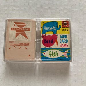 Minijuegos de cartas vintage de la década de 1960, con temática de animales, aves y peces, fabricados en EE. UU.