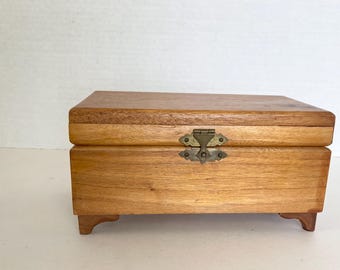 Vintage Wooden Music Box Plays Somewhere My Love Felt Liined