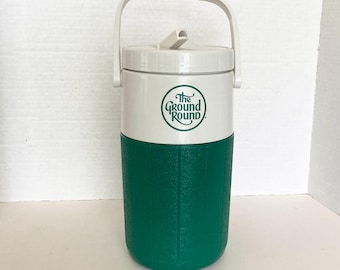 Vintage Coleman Beverage Cooler Ground Round Advertising 1/2 Gallon Drinks Jug