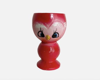 Vintage Chick Egg Cup Porcelain Japan Ceramic Easter Red Hand Painted Easter Chicken Kitchen