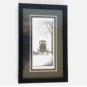 Impresión de Daphne Marthouse &quot;Vida en la granja Amish&quot;, firmada, fechada, enmarcada y con paspartú
