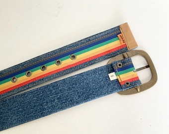 Vintage Levis Rainbow Denim Belt Unisex Size Small Vintage Clothing Original Dopamine Dressing Jeans