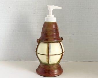 Vintage Ceramic Lantern Soap Dispenser Pump Camping Ship Maritime Lotion Camp Cabin Decor