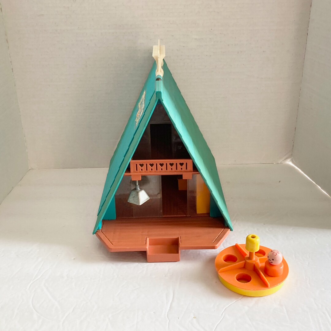 Vintage Fisher Price A Frame House and Merry Go Round Etsy