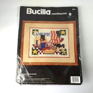 Bucilla Needlepoint Kit Americana Collection 4641 / Patriotic Gift Flag Teddy Bear