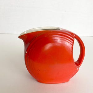 Vintage Camerons Sevilla Creamer Persimmon Miniature Disc Pitcher Pottery Whimsical Decor