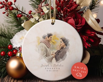 Personalisierte Verlobung Ornament - Individueller Vorschlag Foto Andenken - Paar Porträt Ornament - Verlobtes Weihnachtsgeschenk
