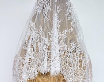 Lace Head Scarf Shawl for Weddings, Church & Travel, Floral Lace Wrap Veil Bridal Cover Up