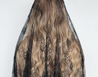 Lace Chapel Veil Mantilla for Church or Prayer, Elegant Lace Shawl Head Covering for Wedding Ceremony and Religious Events