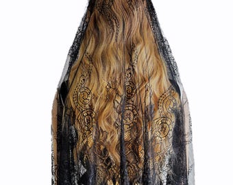 Lace Chapel Veil Mantilla for Church or Prayer, Elegant Lace Shawl Head Covering for Wedding Ceremony and Religious Events