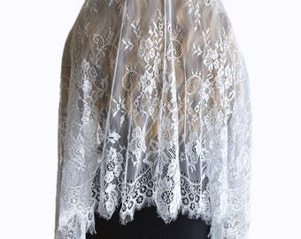 Versatile Lace Shawl Mantilla Scarf for Church Prayer and Wedding, Elegant Mid-Length Head Covering Wrap for Religious Ceremony