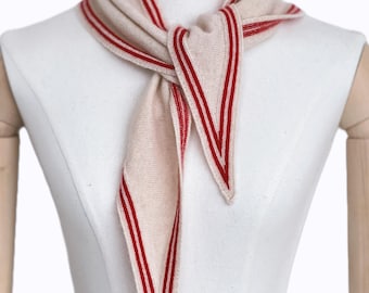 Handknit Cashmere Wool Blend Diamond Knit Small Scarf | Winter Holiday Neck Accessory
