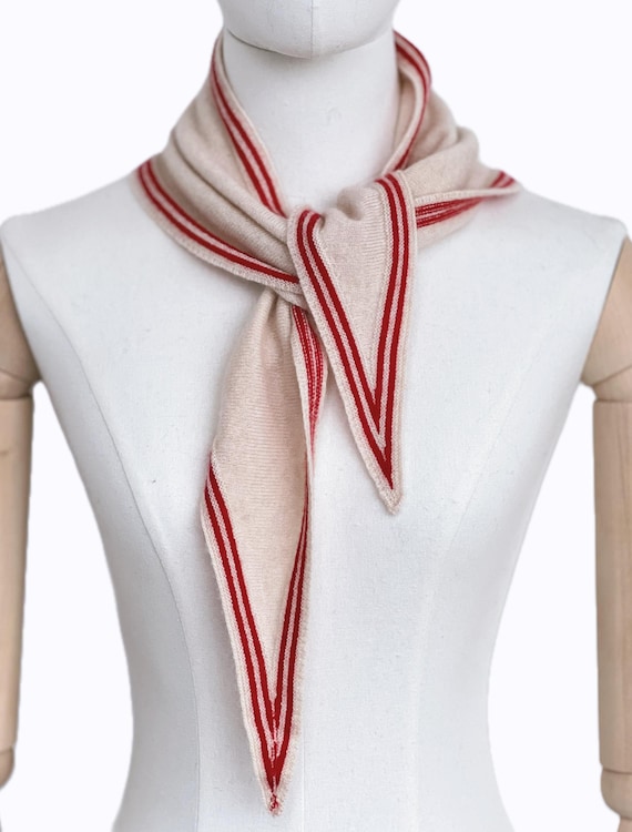 Handknit Cashmere Wool Blend Diamond Knit Small Scarf | Winter Holiday Neck Accessory